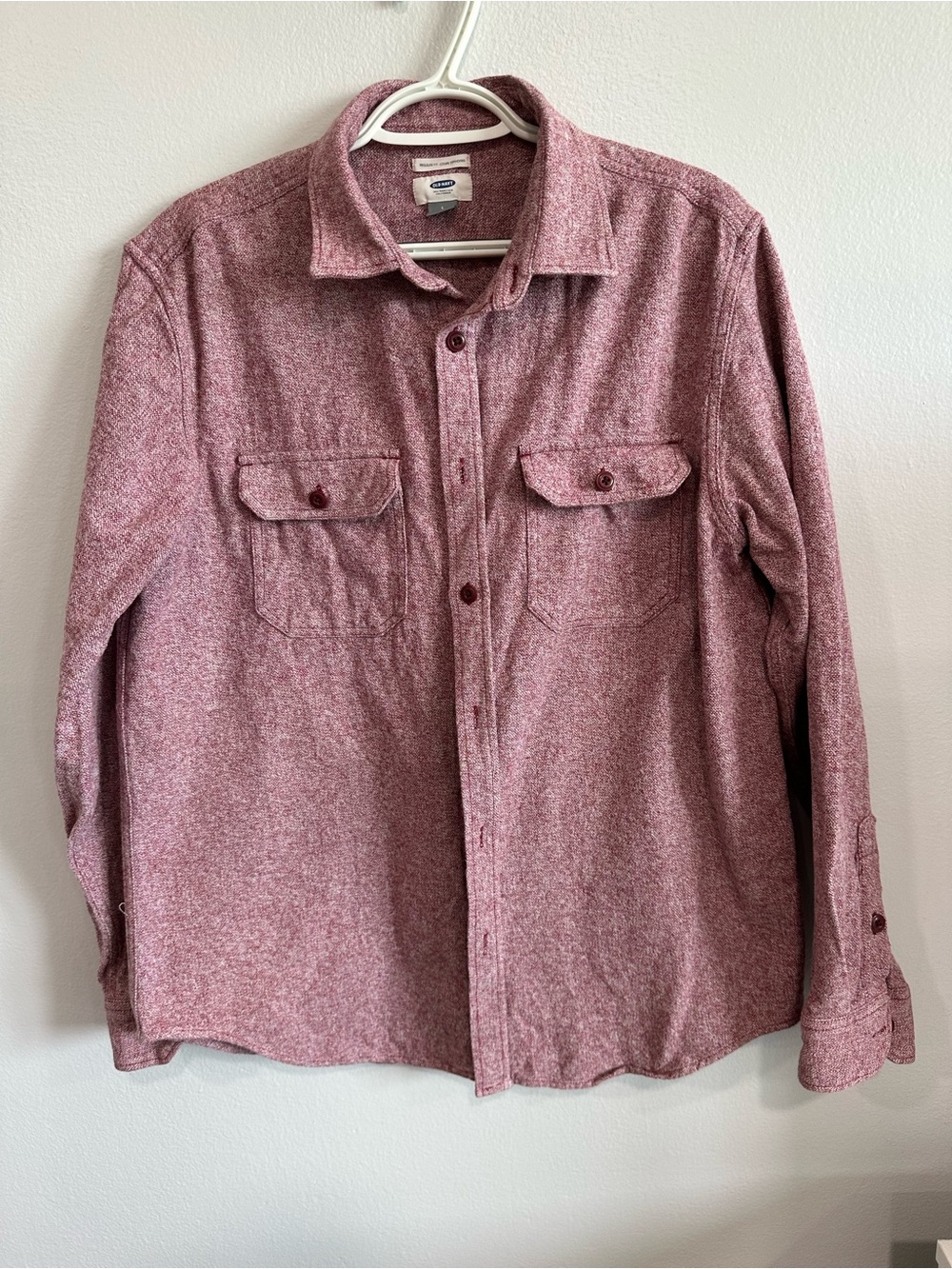 Old Navy Women’s Burgundy Heather Flannel Shirt Large 100% Cotton